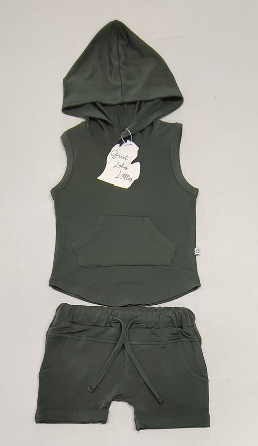 Dark Green Tank Top and Short Set