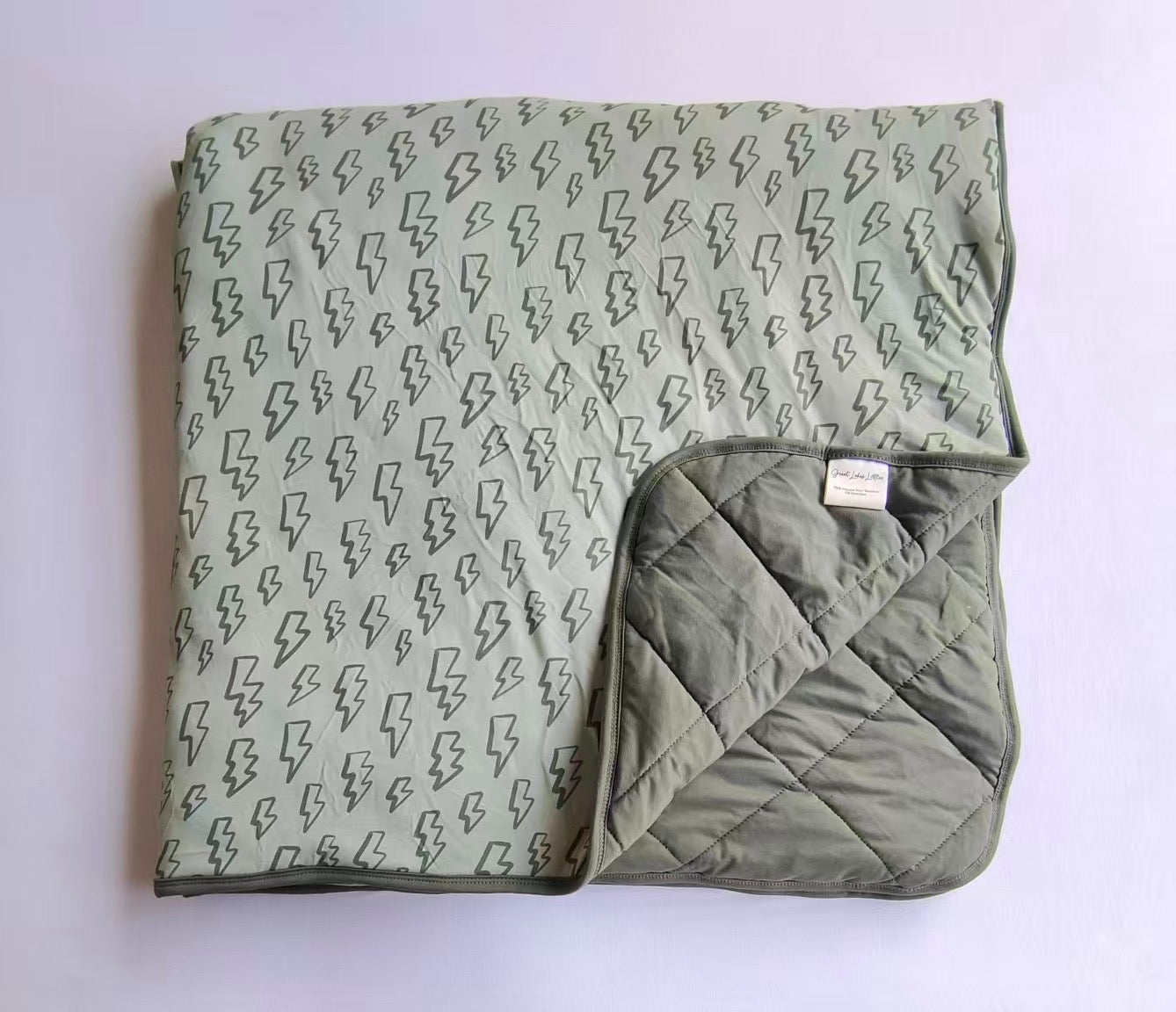Sage Lightning Quilted Bamboo Blanket